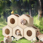 Natural wood large space hamster hideout