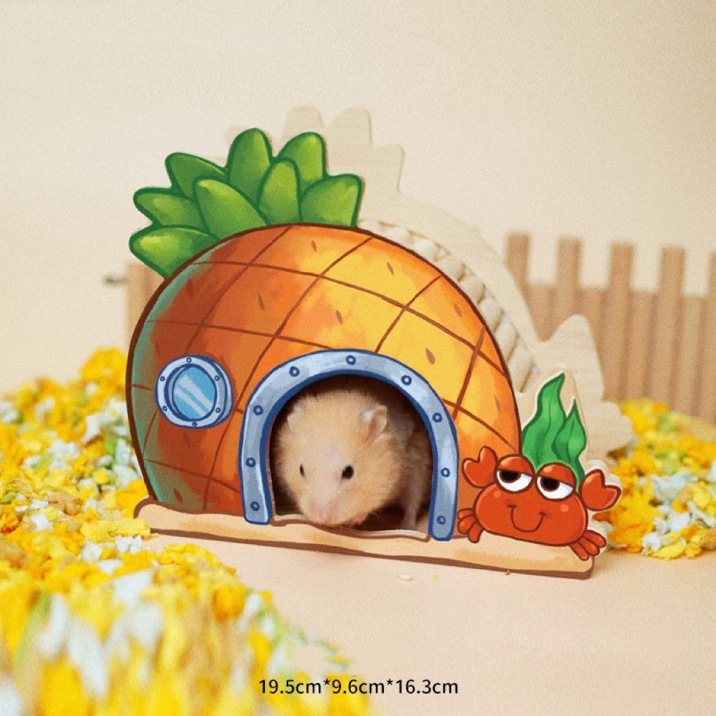 Natural wood large space hamster hideout