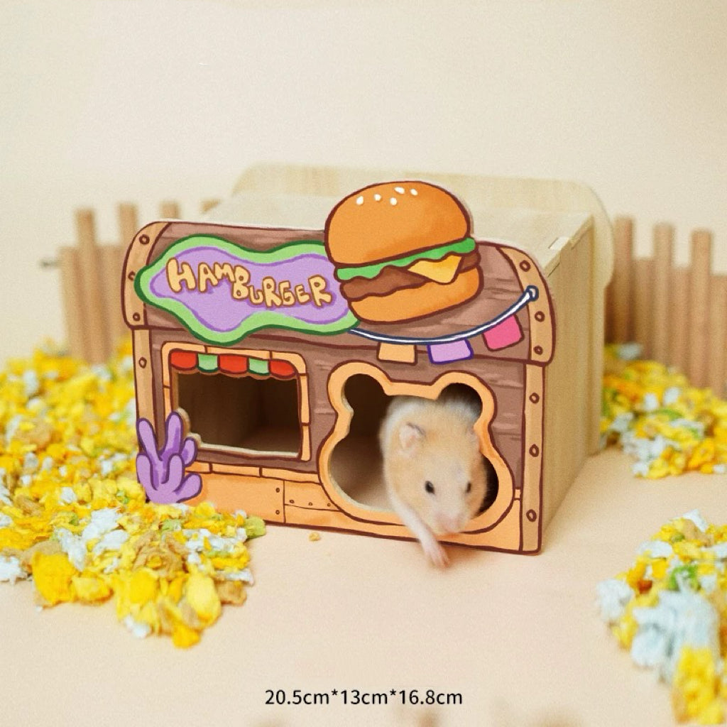Natural wood large space hamster hideout