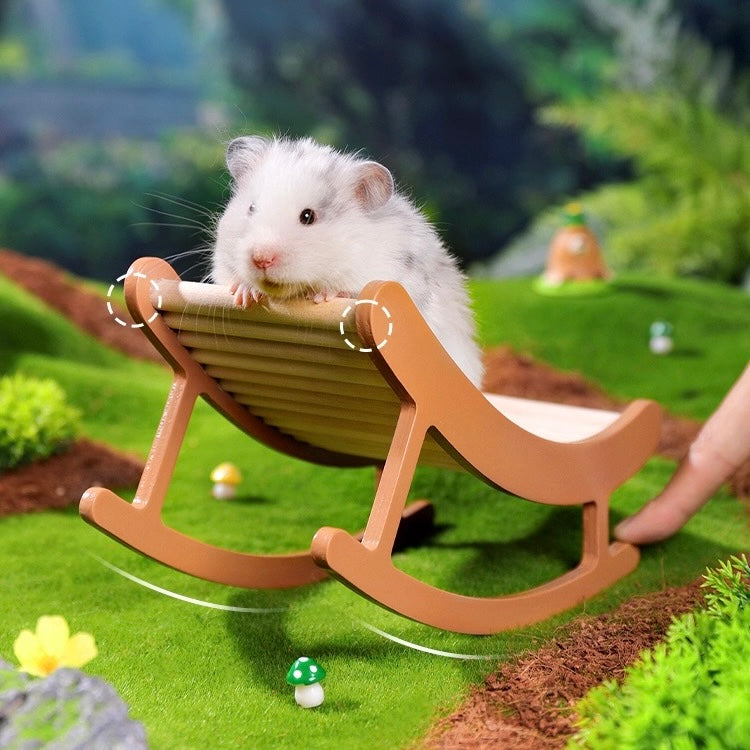 Wooden Hamster Rocking Chair & Bridge