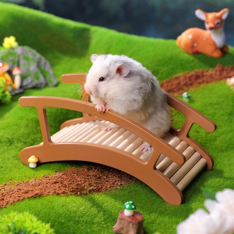 Wooden Hamster Rocking Chair & Bridge