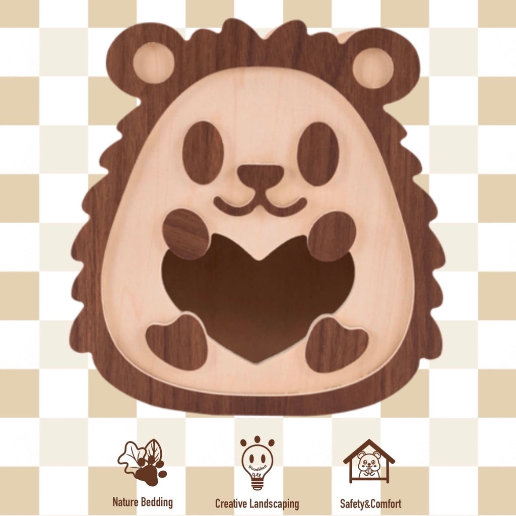 Hedgehog Series Wooden Hamster Hideout
