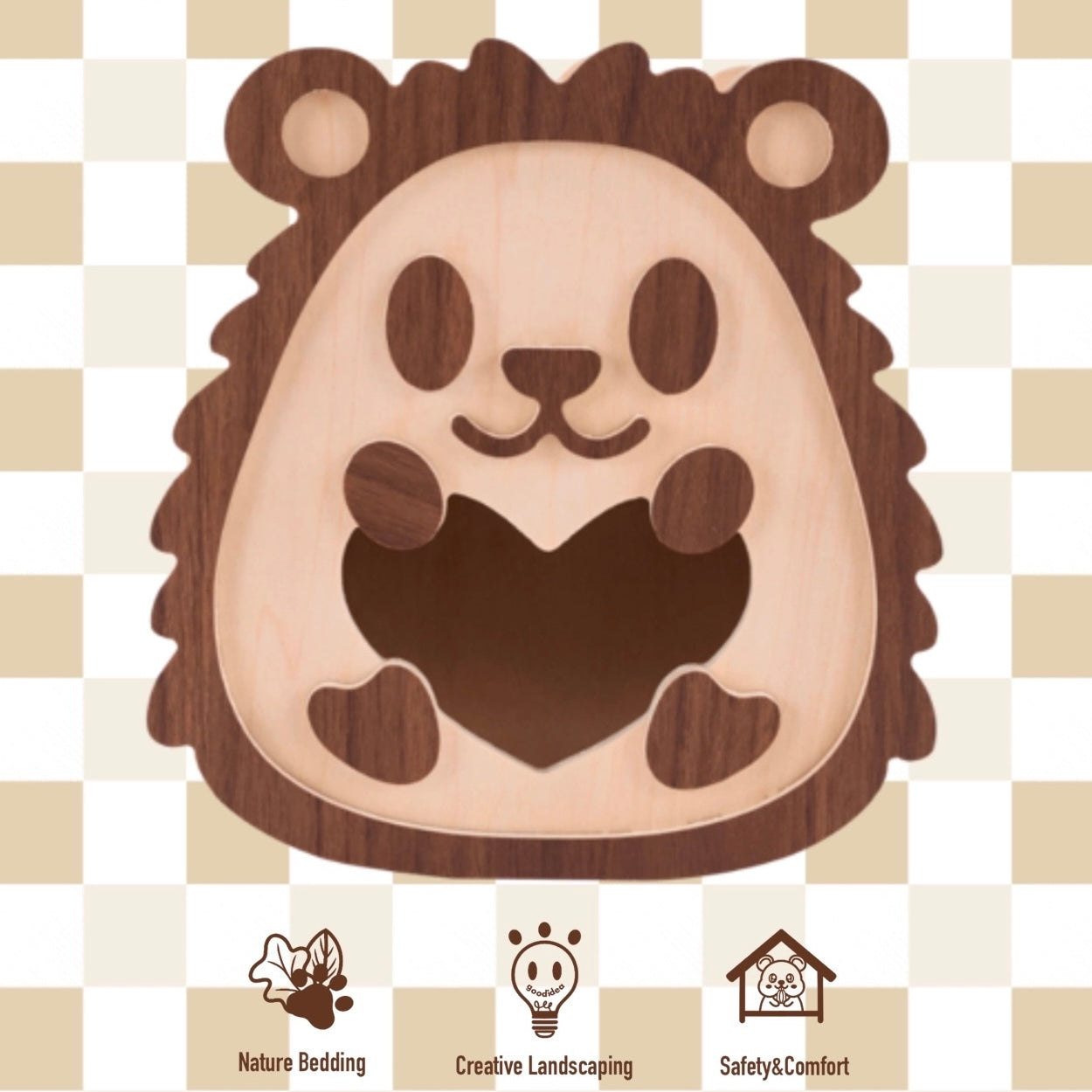 Hedgehog Series Wooden Hamster Hideout