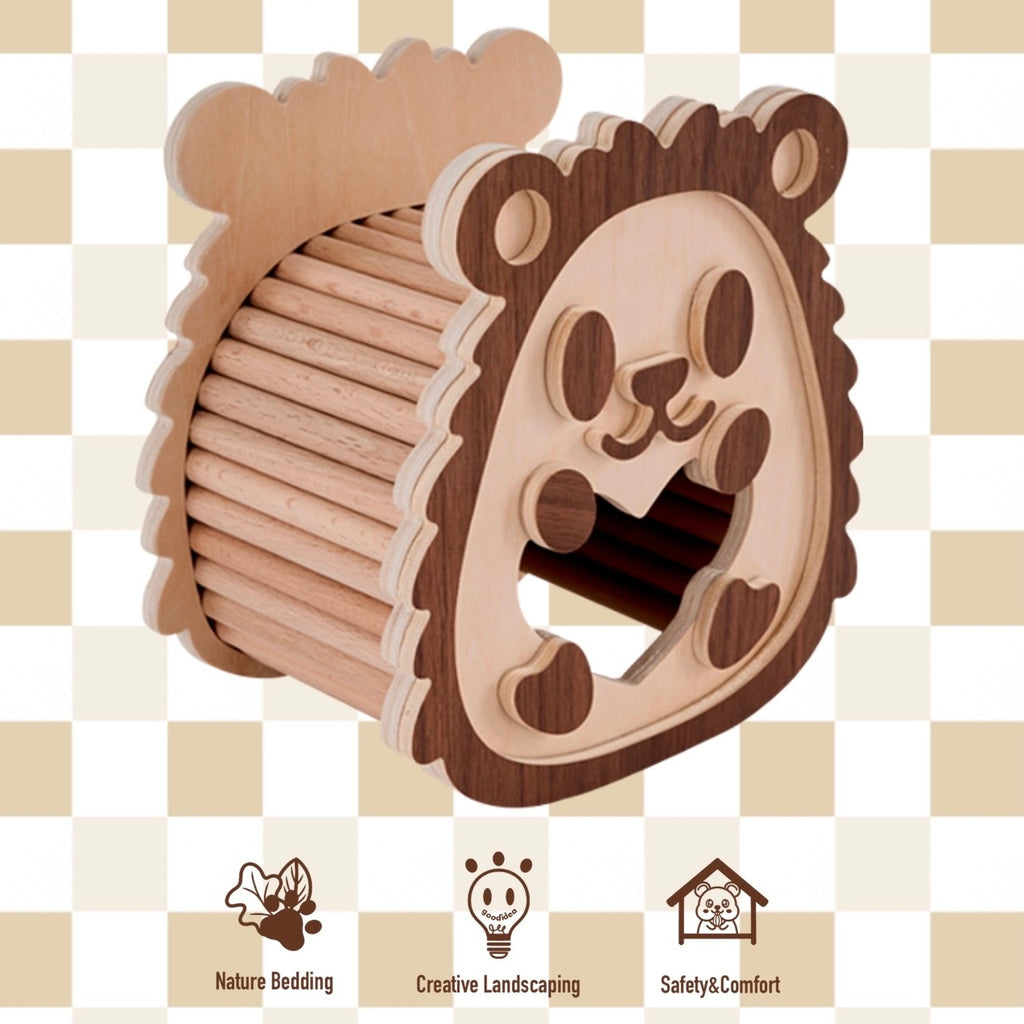 Hedgehog Series Wooden Hamster Hideout