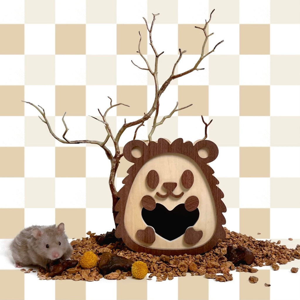 Natural wood large space hamster hideout