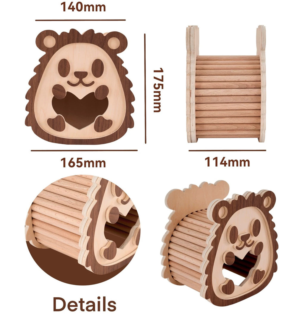 Hedgehog Series Wooden Hamster Hideout