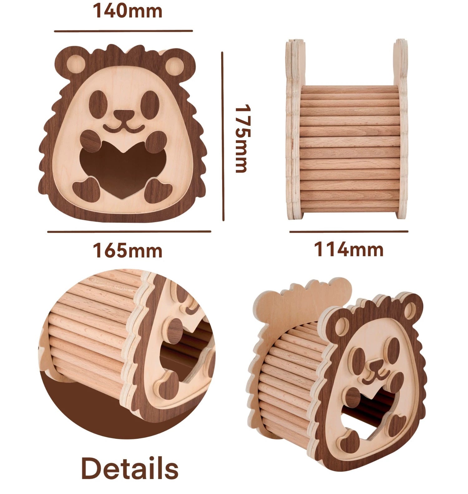 Hedgehog Series Wooden Hamster Hideout