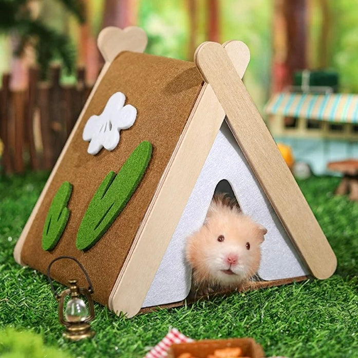 Natural wood large space hamster hideout