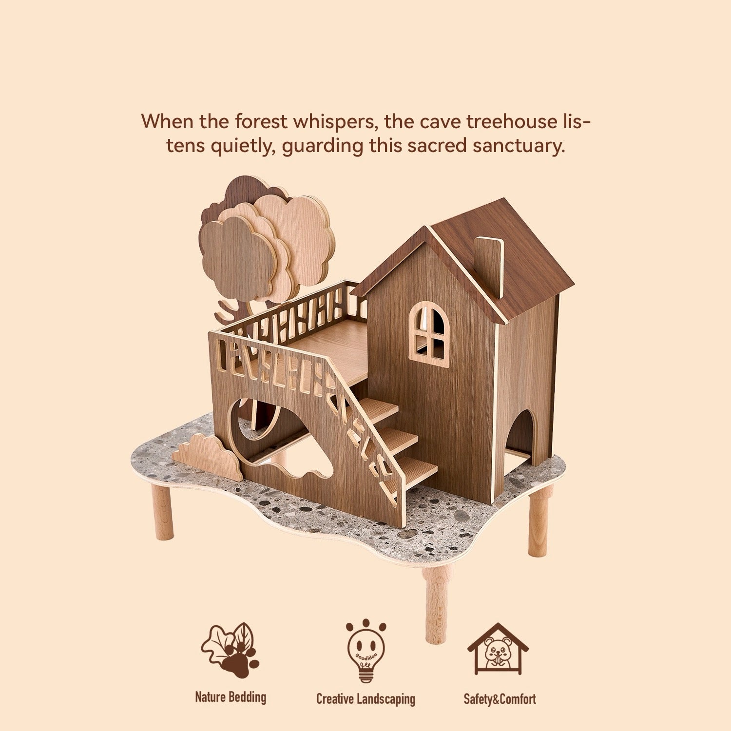 Forest Series Wooden Hamster Hideout & Climbing Platform