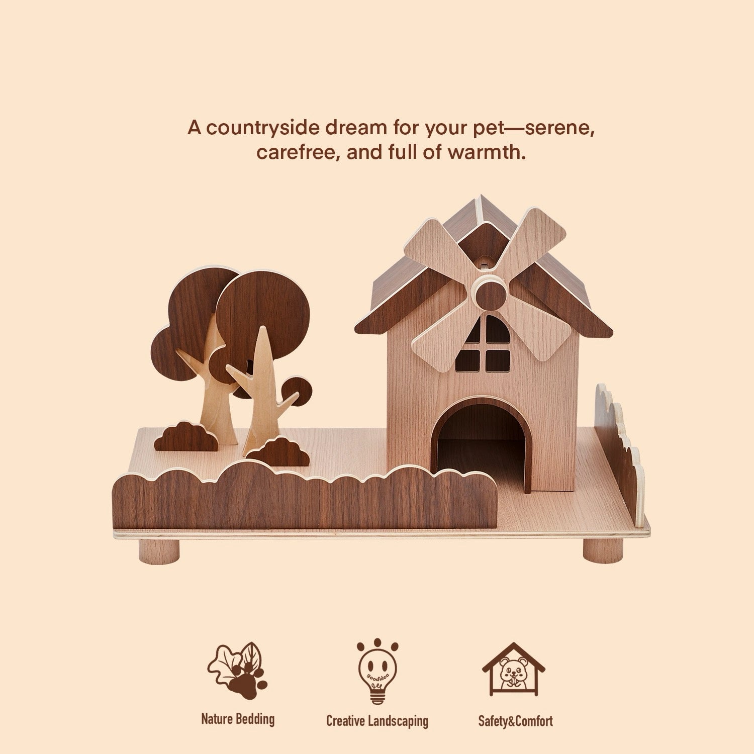 Windmill Series Wooden Hamster Hideout & Platform