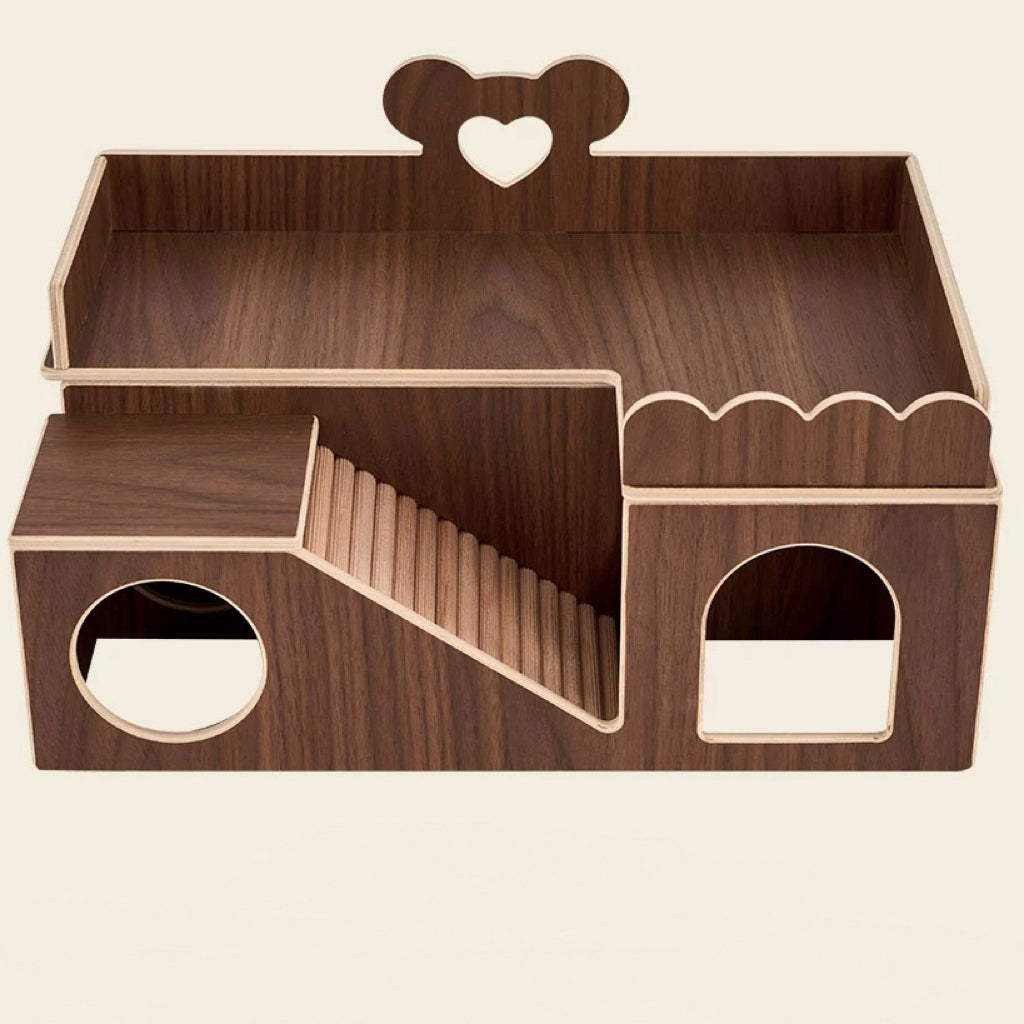 4-Room Wooden Hamster Tunnel & Platform