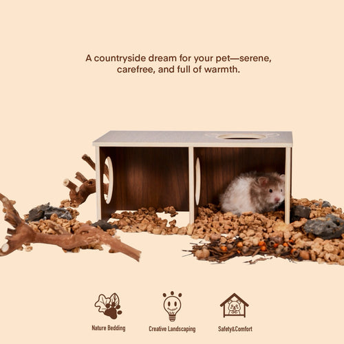 2-Room Wooden Hamster Tunnel