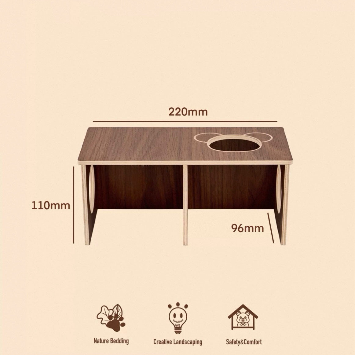 2-Room Wooden Hamster Tunnel