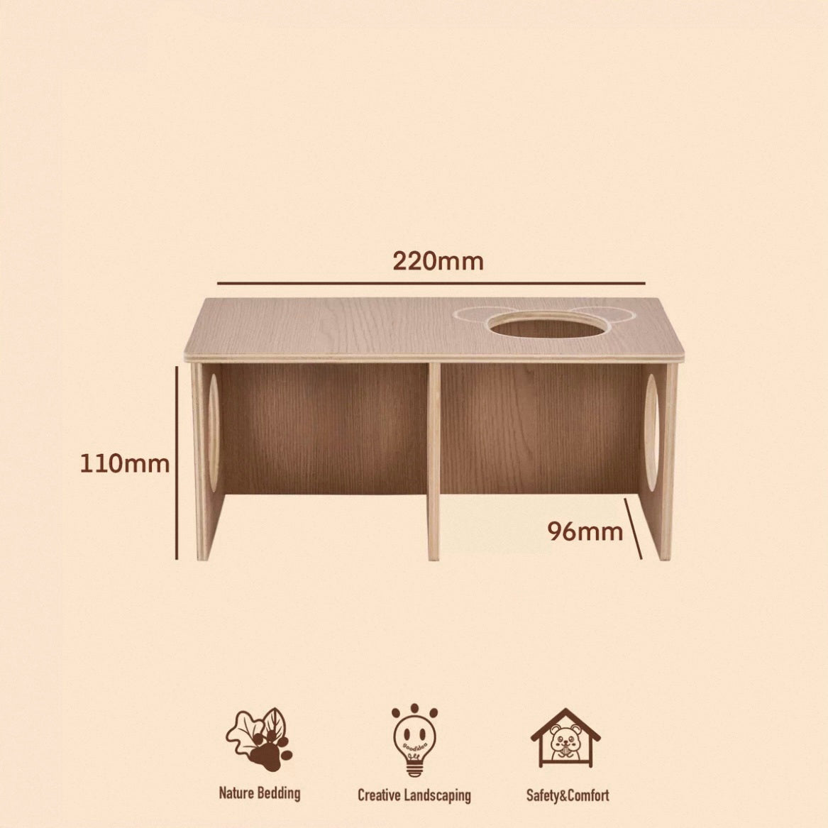 2-Room Wooden Hamster Tunnel