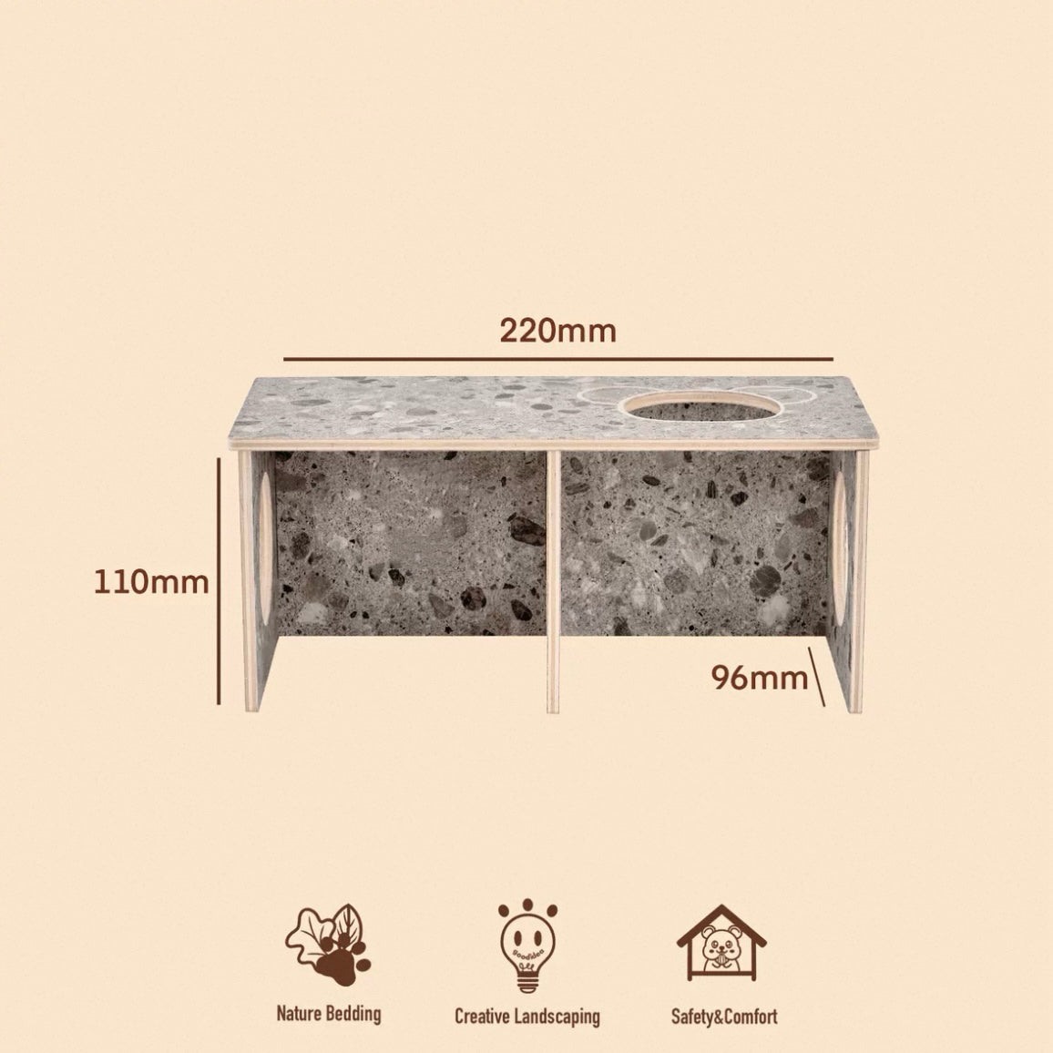 2-Room Wooden Hamster Tunnel