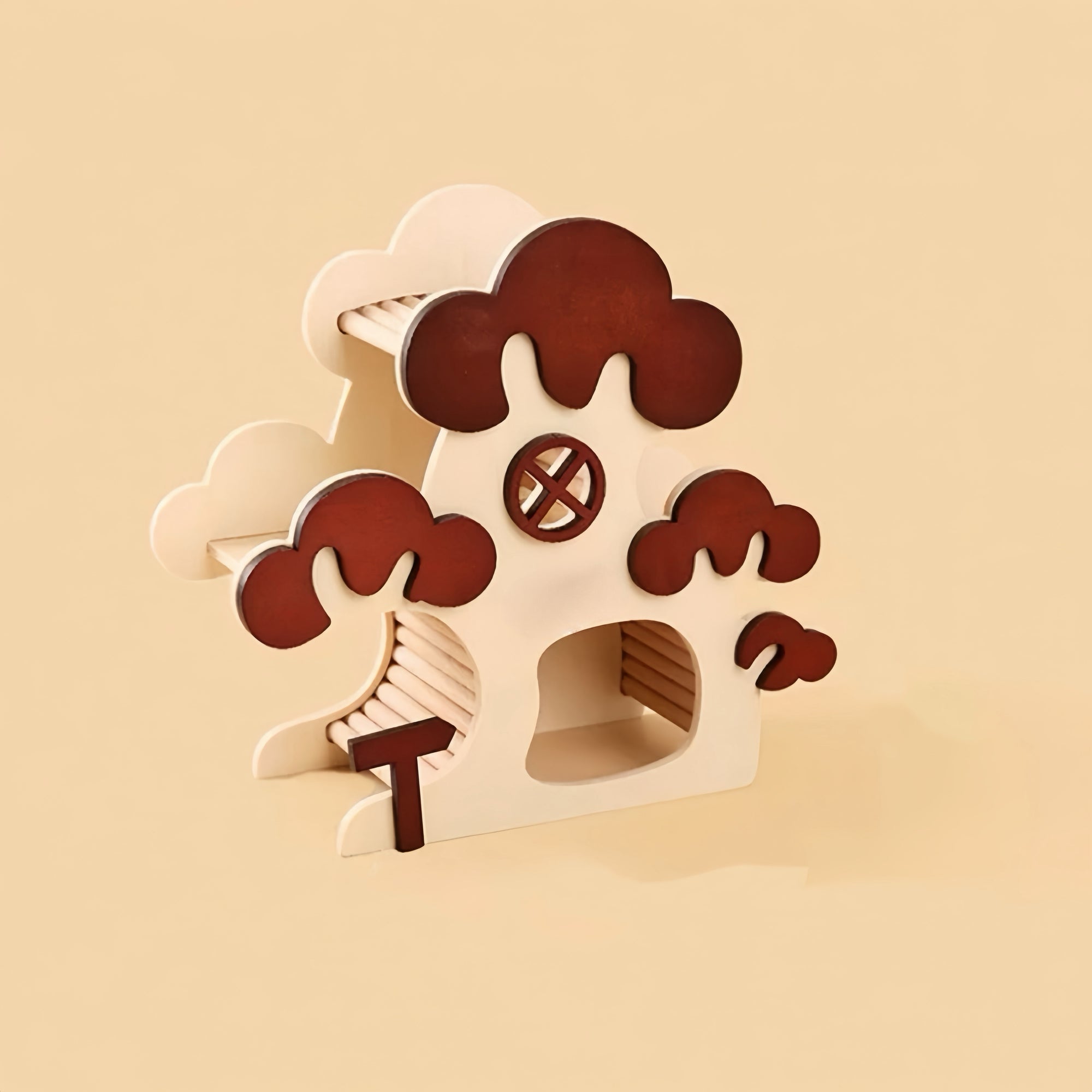 Natural wood large space hamster hideout