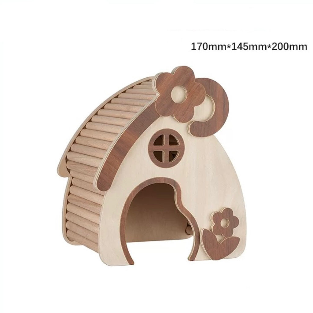 Flower Roof Wooden Hamster Hideout