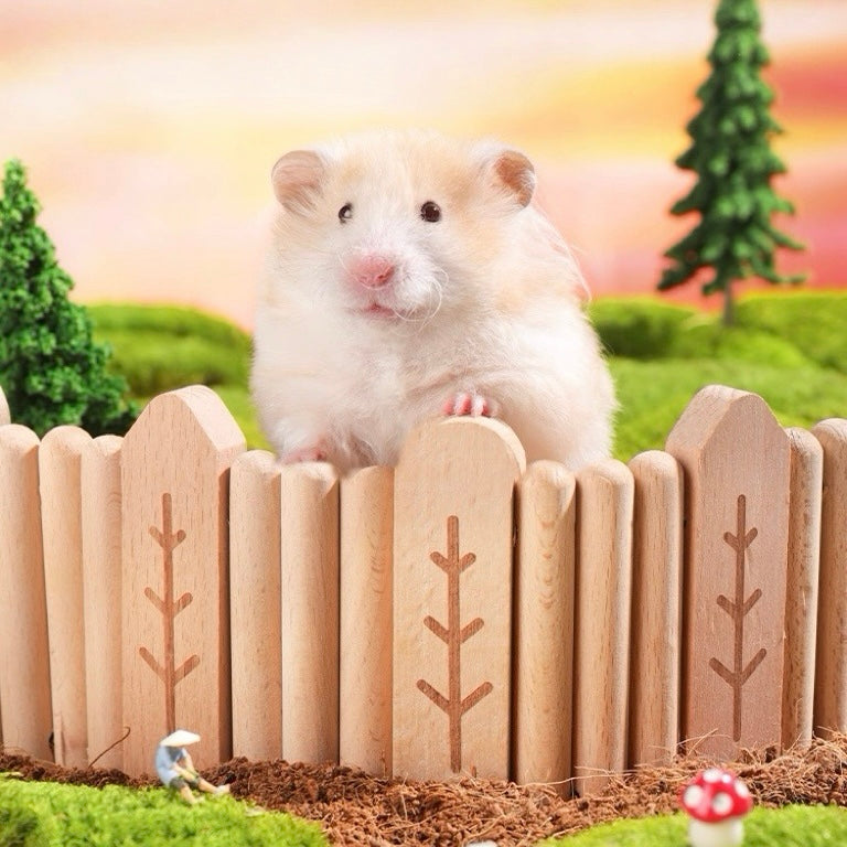 Natural wood hamster cage landscaping fence