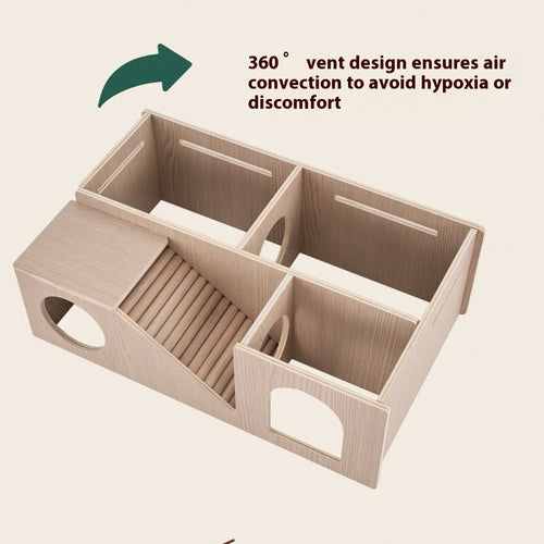4-Room Wooden Hamster Tunnel & Platform