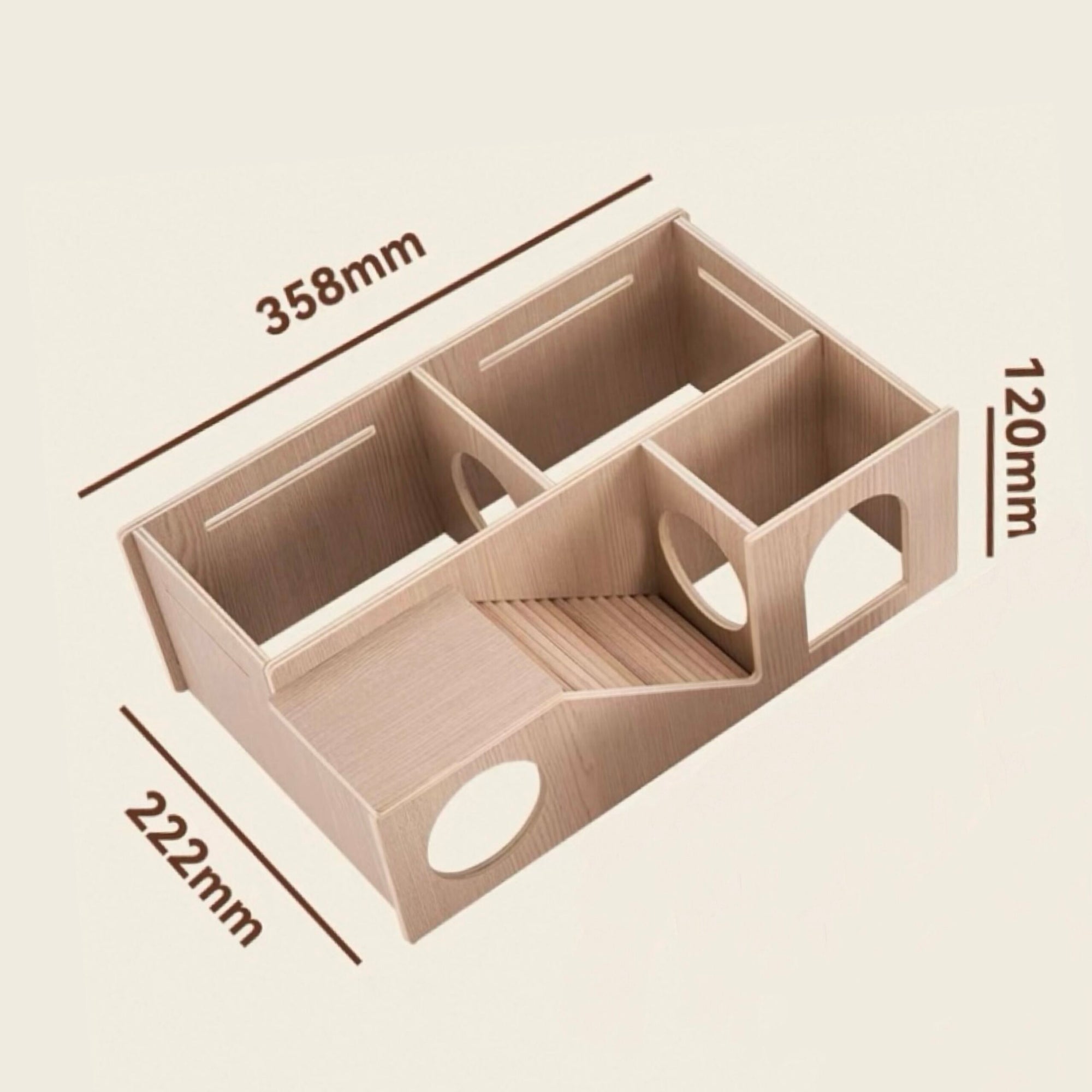 4-Room Wooden Hamster Tunnel & Platform