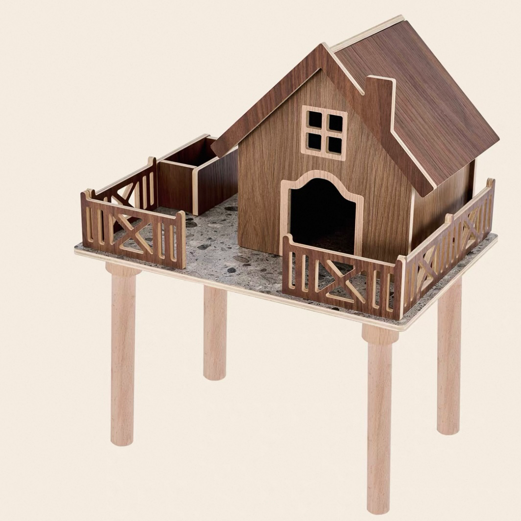 Rustic Series Wooden Hamster Hideout & Platform