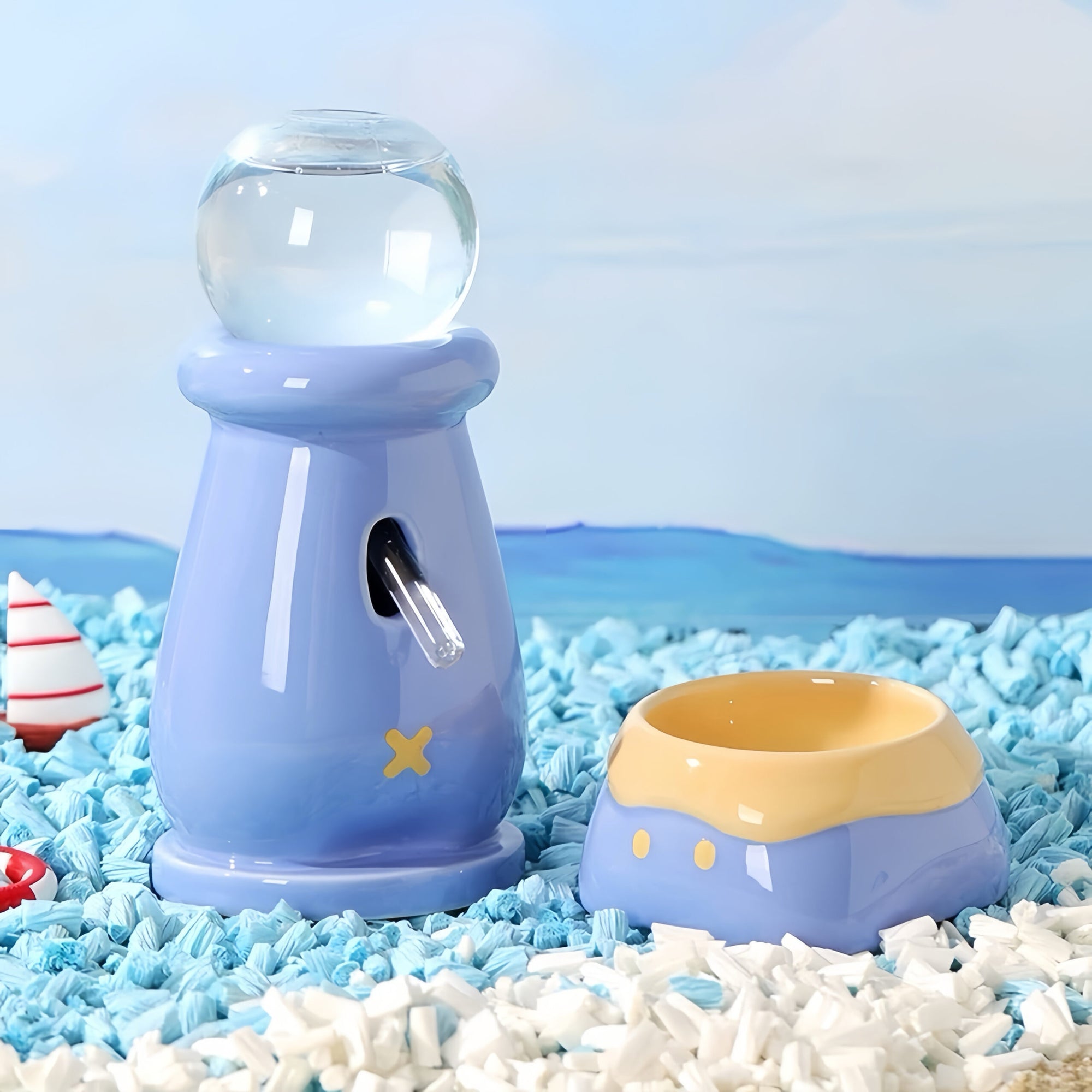 Ceramic Hamster Water Bottle & Food Bowl