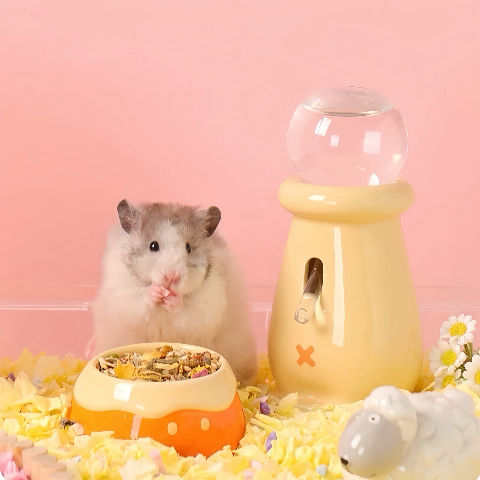 Ceramic Hamster Water Bottle & Food Bowl