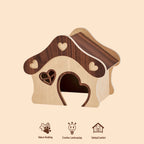 Natural wood large space hamster hideout