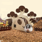 Natural wood large space hamster hideout