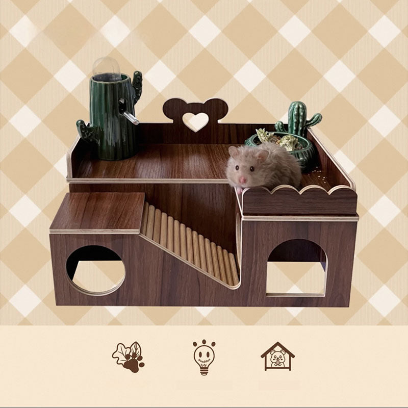 Natural wood large space hamster hideout