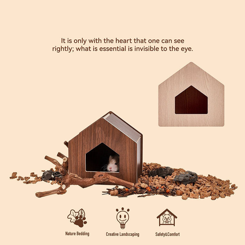Natural wood large space hamster hideout