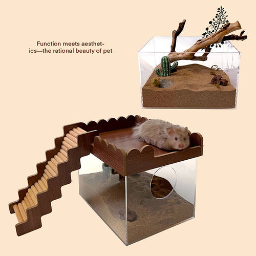 Natural wood large capacity hamster sand pool